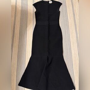 Herve leger women’s black Milano cap sleeve fit-flare dress